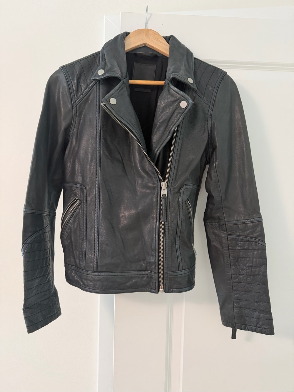 Black Leather Moto Jacket - Women